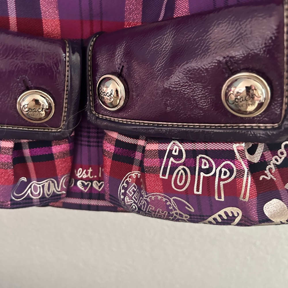 Coach Poppy Tartan Purple and Pink Plaid Shoulder Bag NWOT - Picture 5 of 9